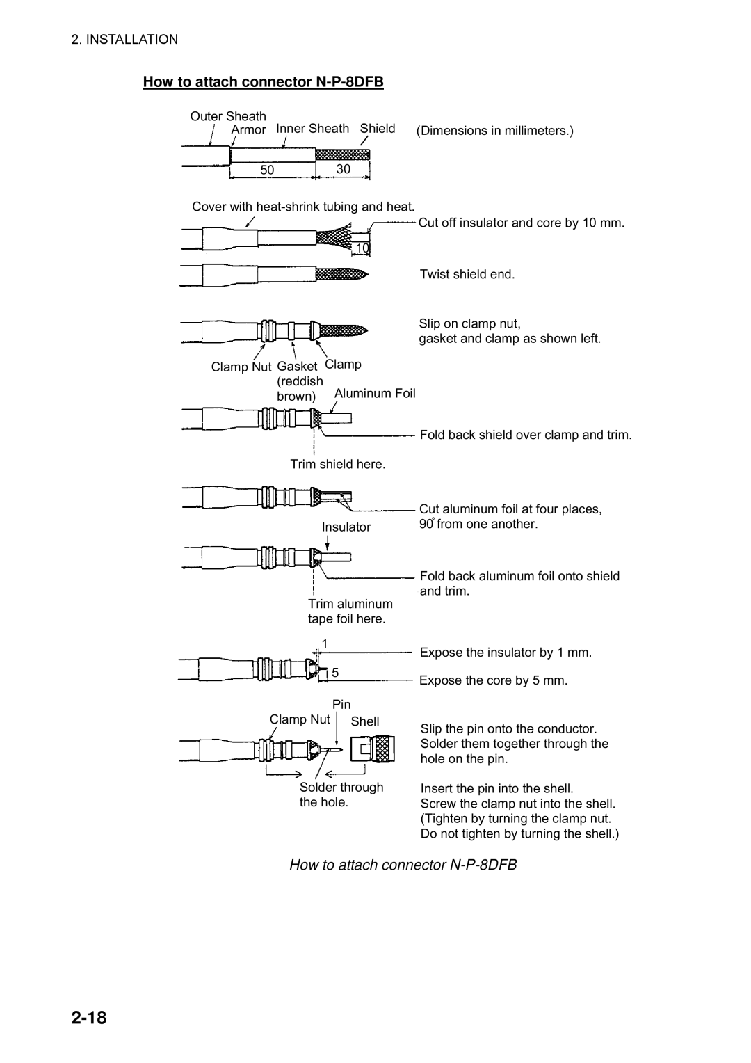 Furuno SC-50 manual How to attach connector N-P-8DFB 