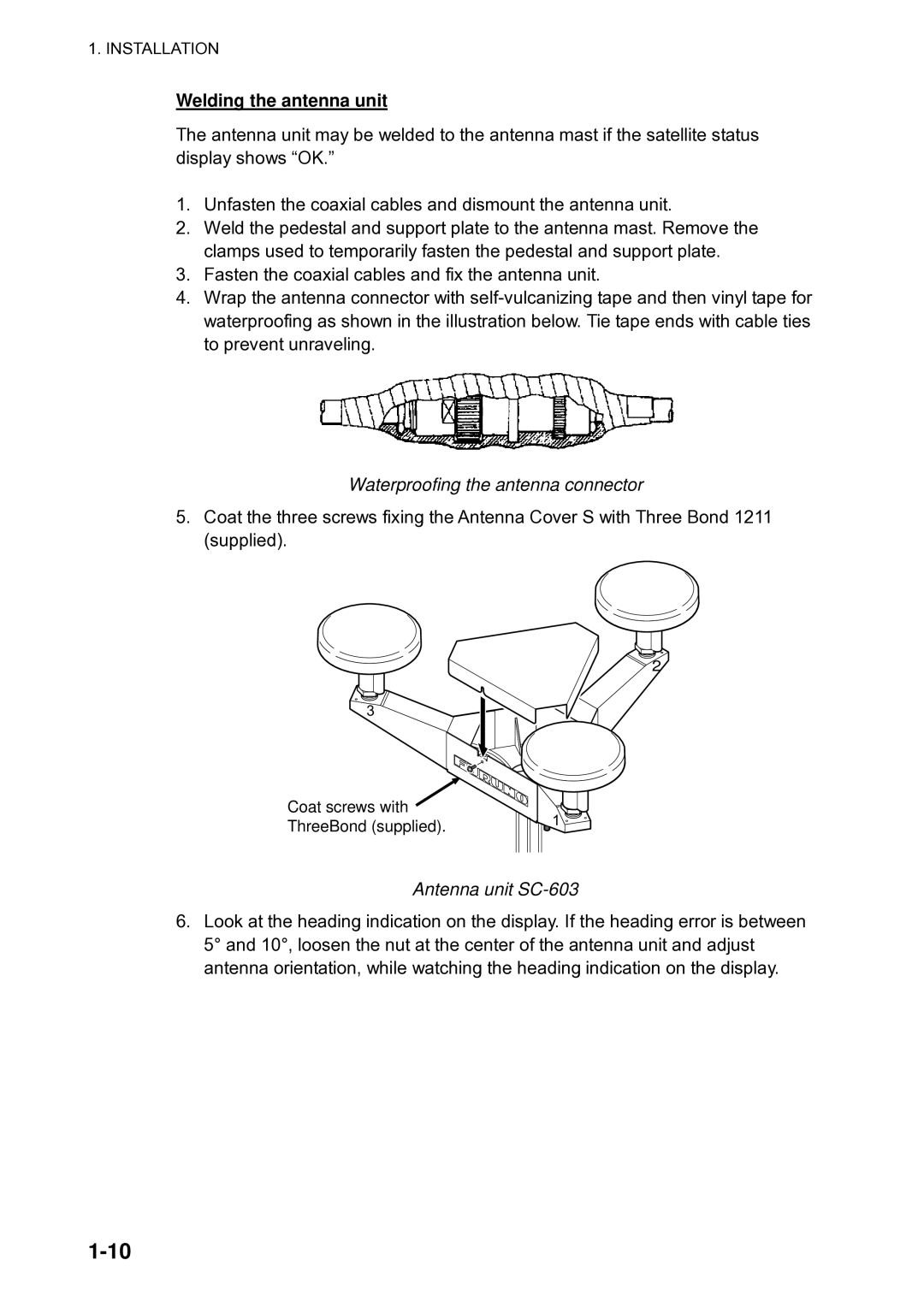 Furuno Sc 50 manual Welding the antenna unit, Waterproofing the antenna connector 