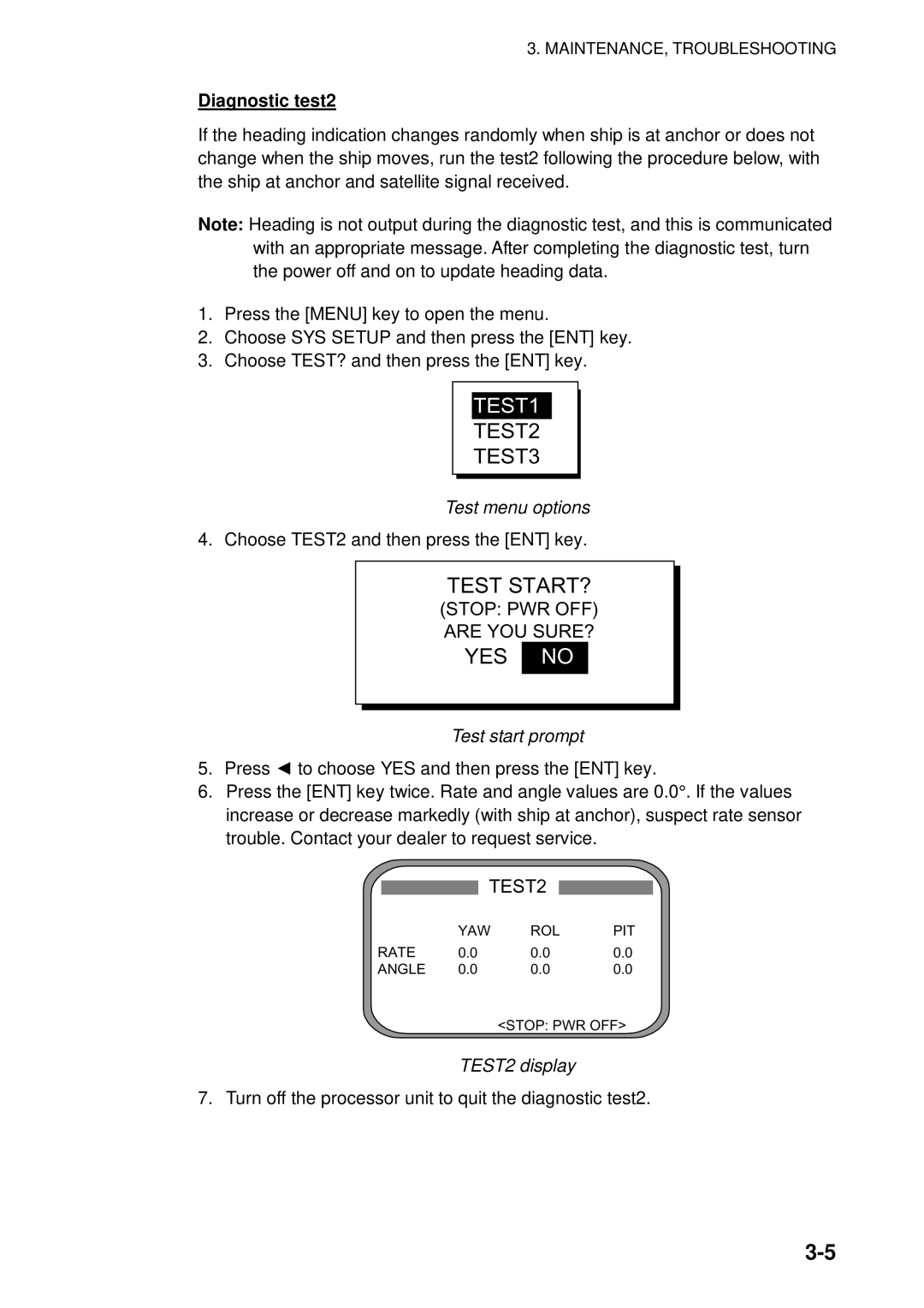 Furuno Sc 50 manual Diagnostic test2, TEST2 display 