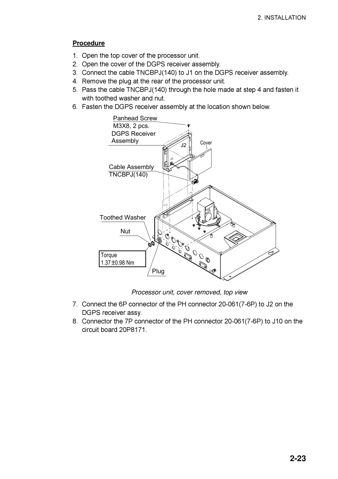 Furuno SC-60 manual Procedure, Processor unit, cover removed, top view 