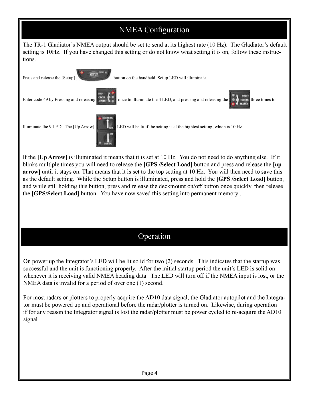 Furuno TR-1 user manual Nmea Configuration, Operation 