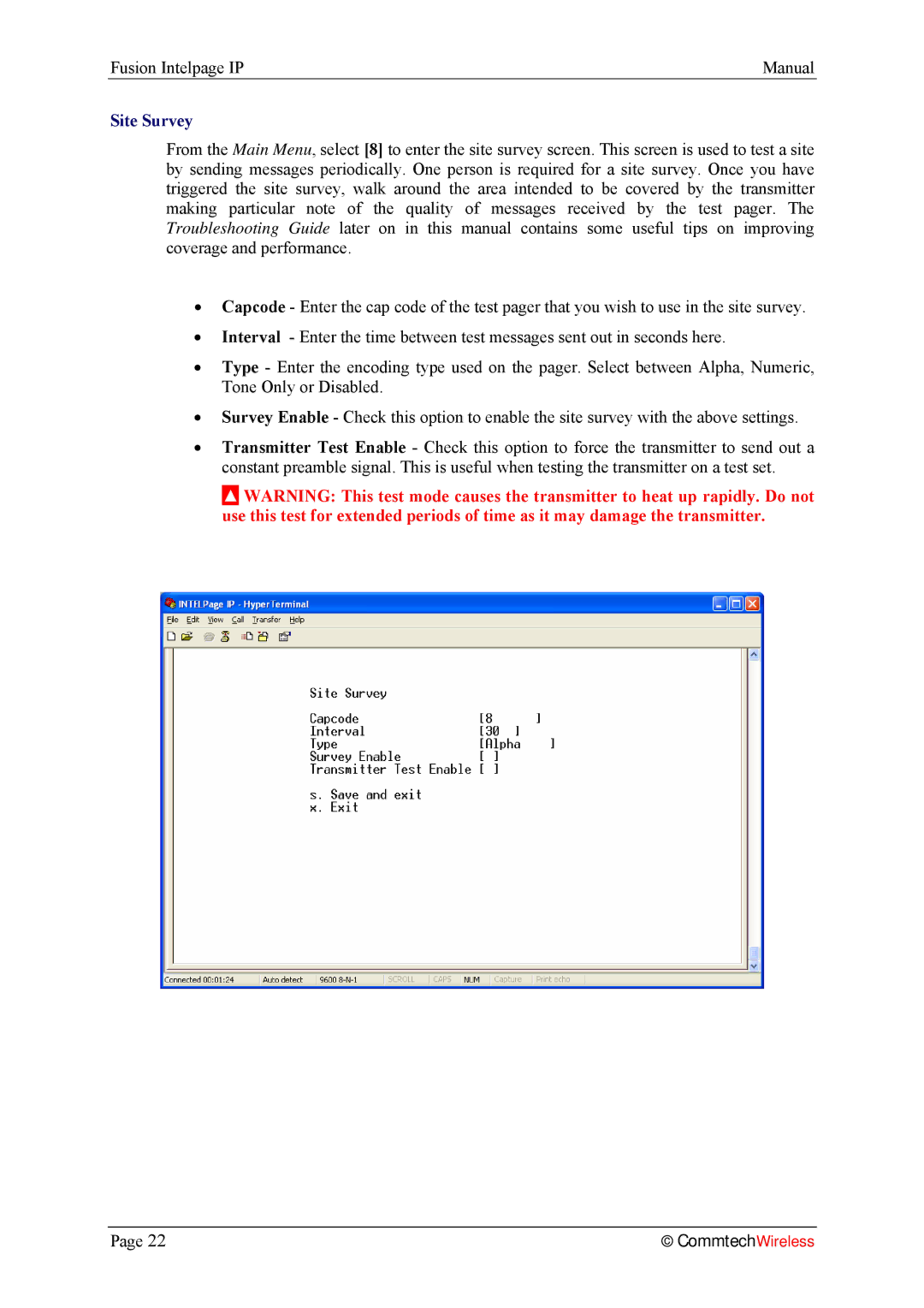 Fusion 2.1, INTELPage IP 5 manual Site Survey 