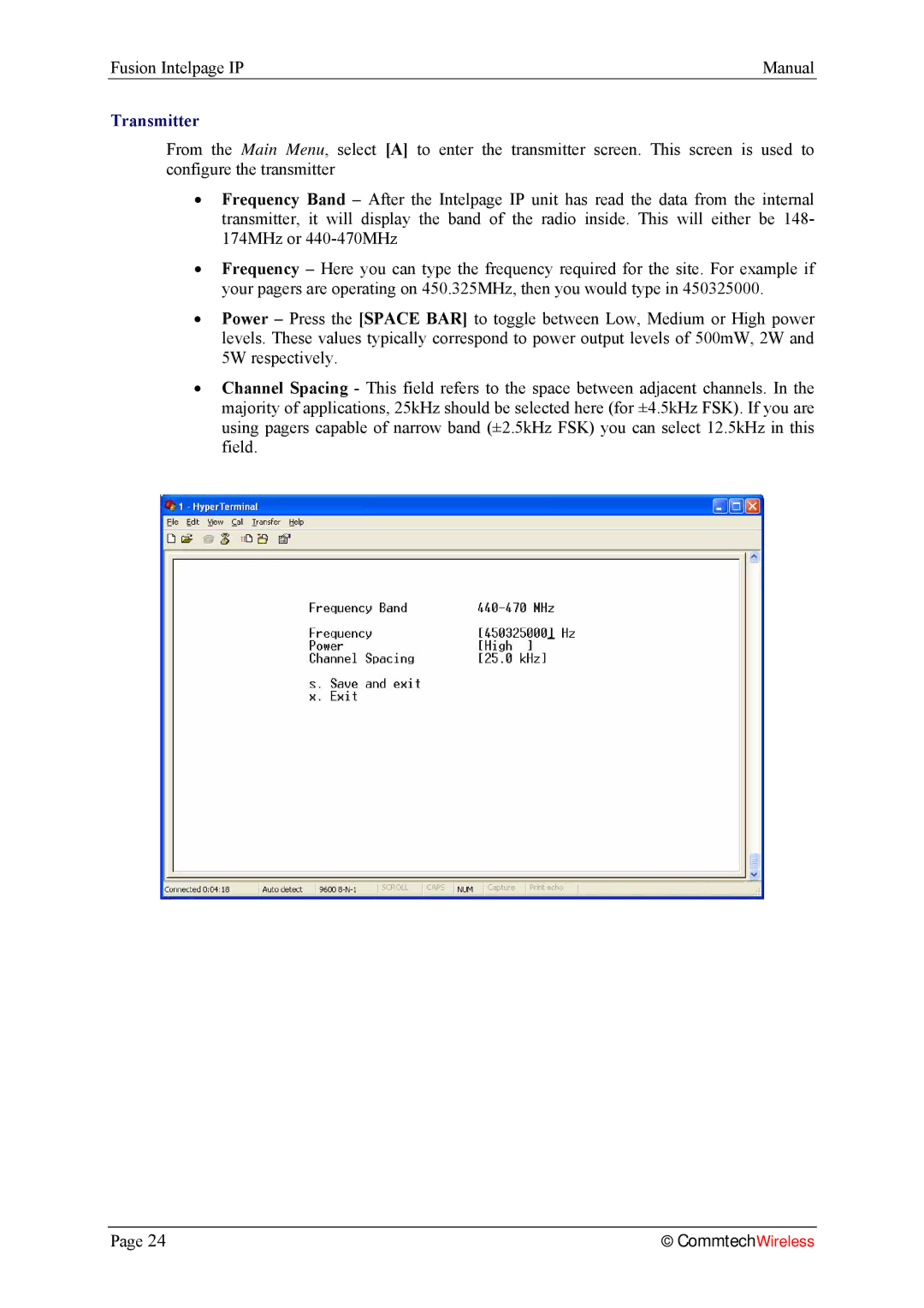 Fusion 2.1, INTELPage IP 5 manual Transmitter 