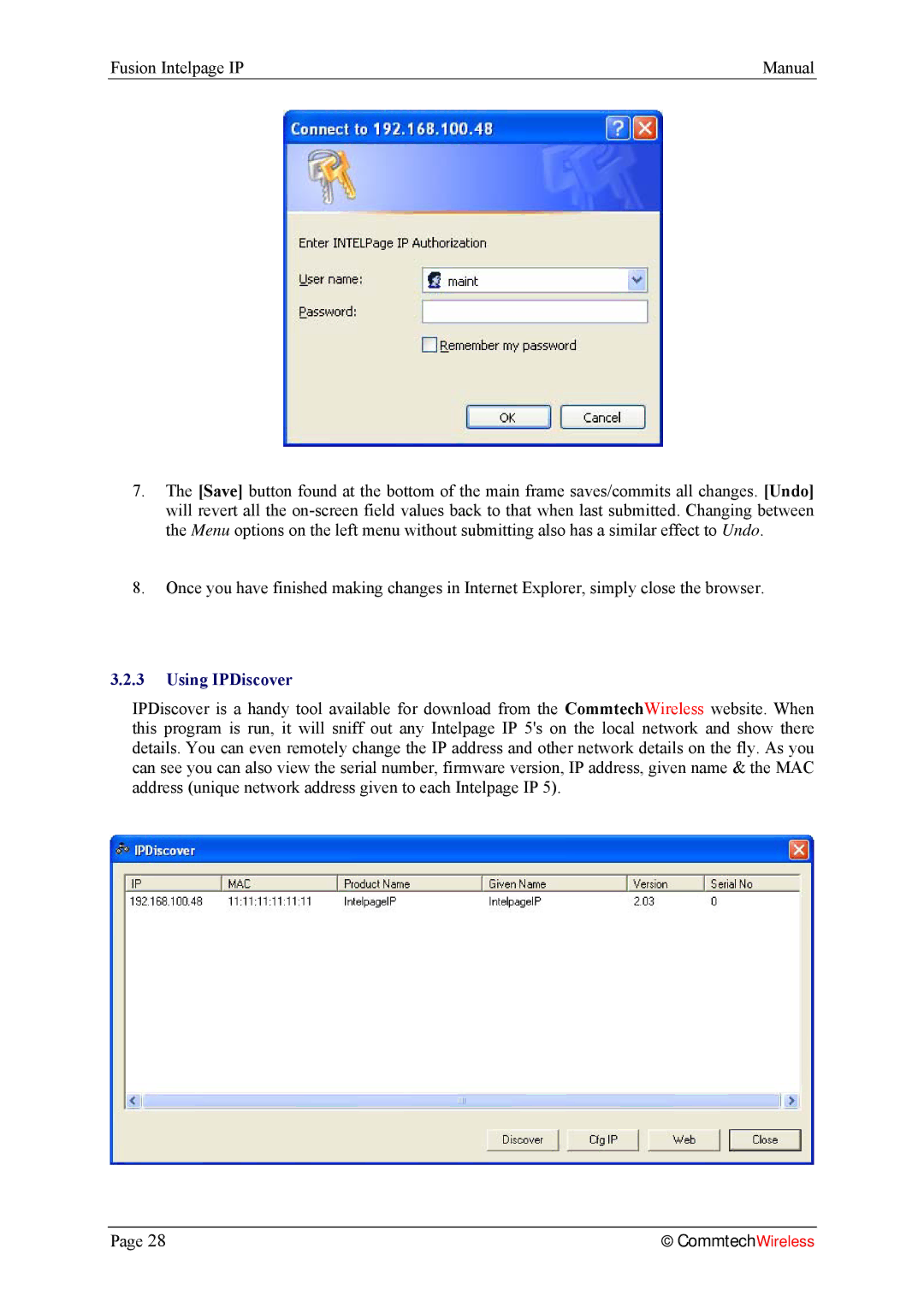 Fusion 2.1, INTELPage IP 5 manual Using IPDiscover 