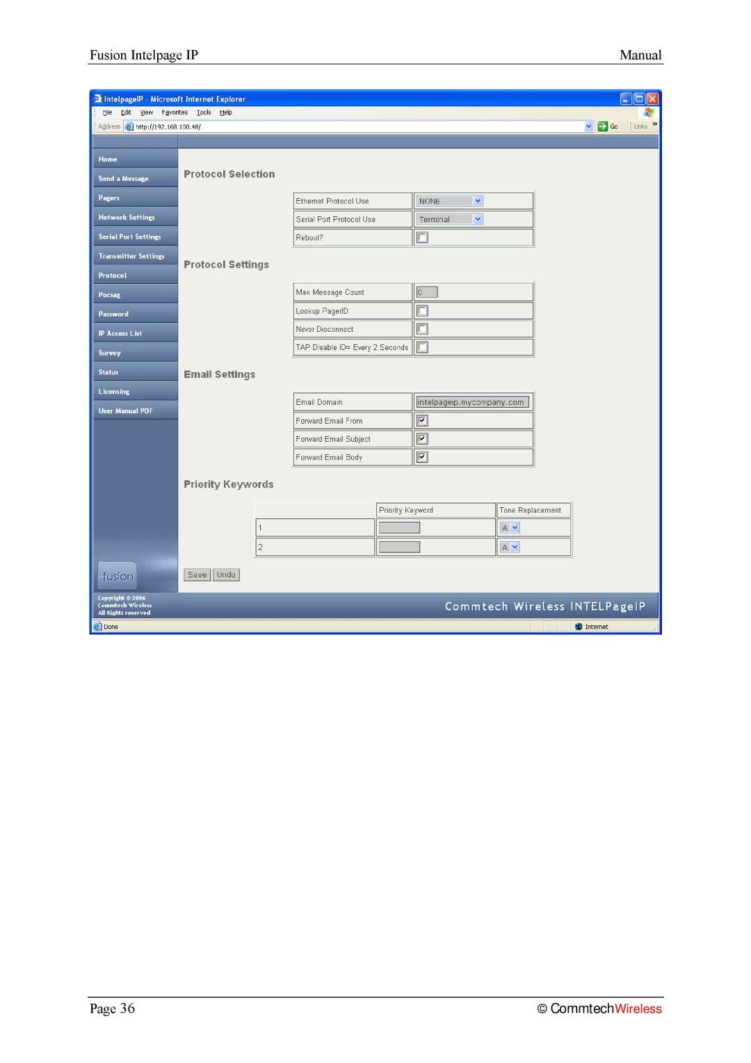 Fusion 2.1, INTELPage IP 5 manual CommtechWireless 