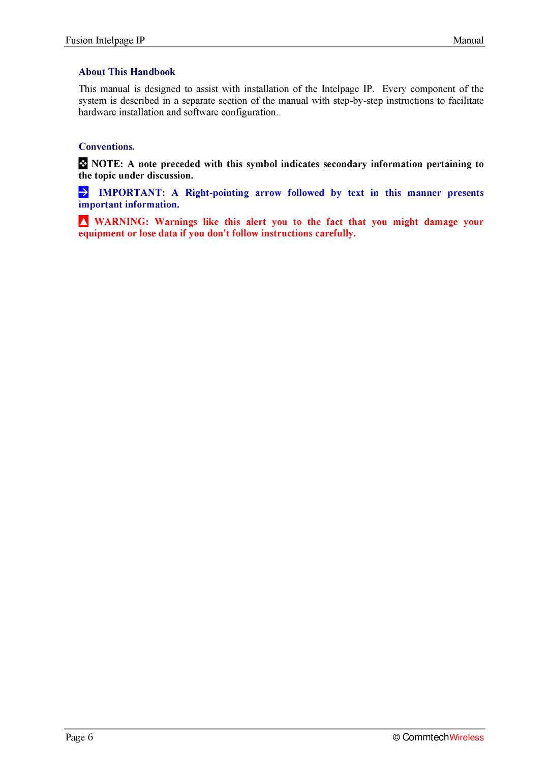 Fusion 2.1, INTELPage IP 5 manual About This Handbook, Conventions 