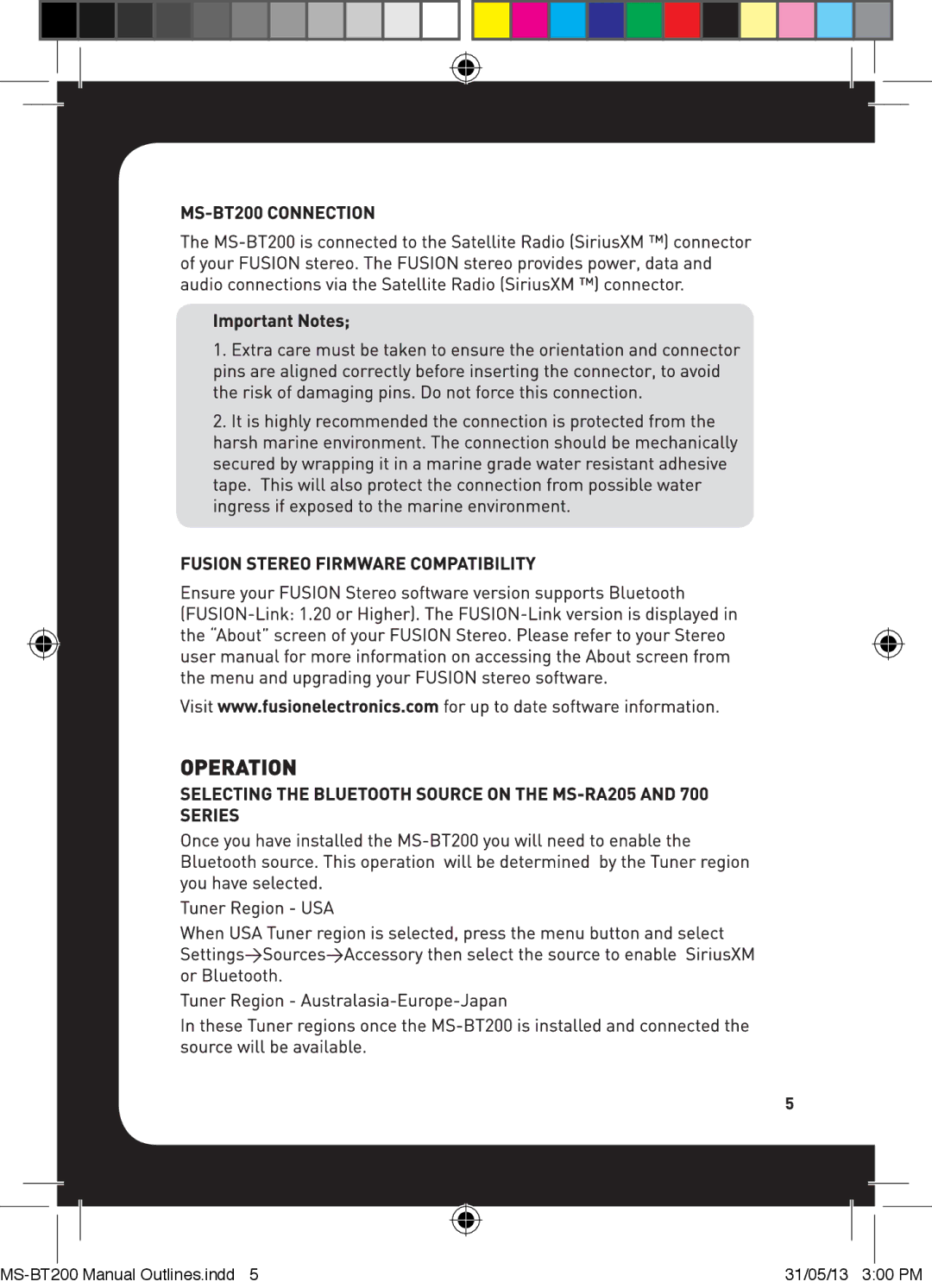 Fusion MS-RA205, 700 manual MS-BT200 Manual Outlines.indd 31/05/13 300 PM 