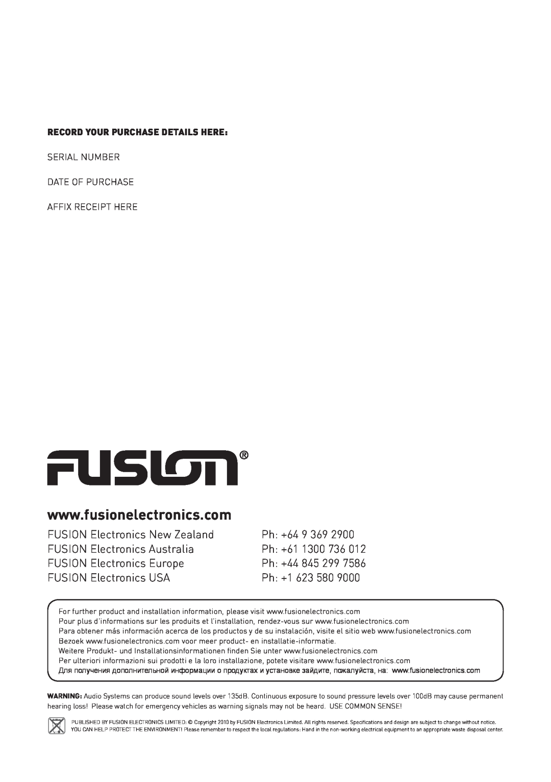 Fusion CA-DA12250, CA-DA51600, CA-DA41400 user manual FUSION Electronics New Zealand 