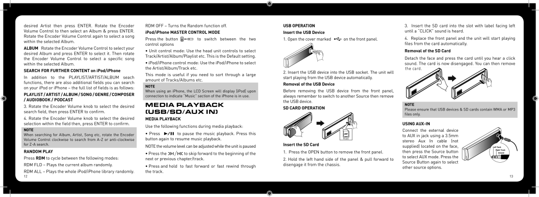 Fusion CA-ML600 instruction manual Media Playback USB/SD/AUX 