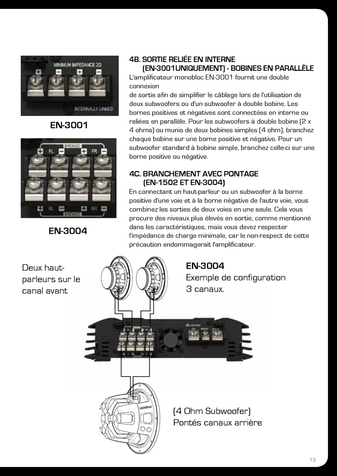 Fusion En-1502 manual EN-3001 EN-3004, 4C. Branchement Avec Pontage EN-1502 ET EN-3004 