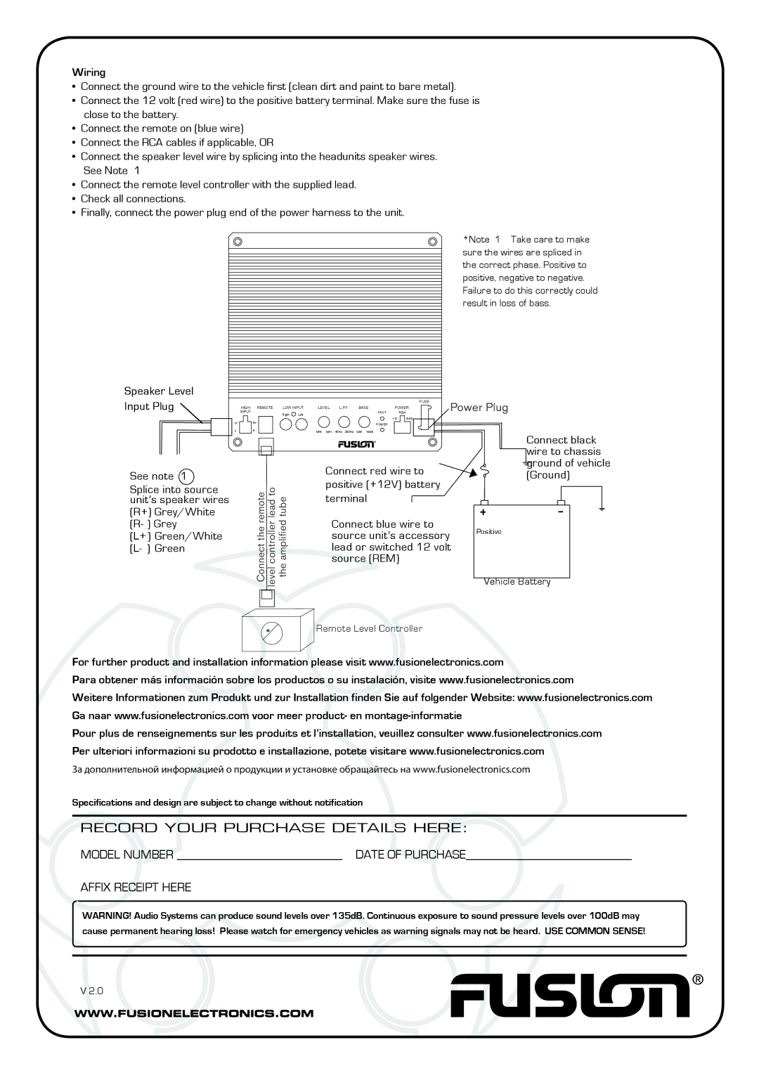 Fusion EN-AT1120, EN-AT1100 specifications Wiring 