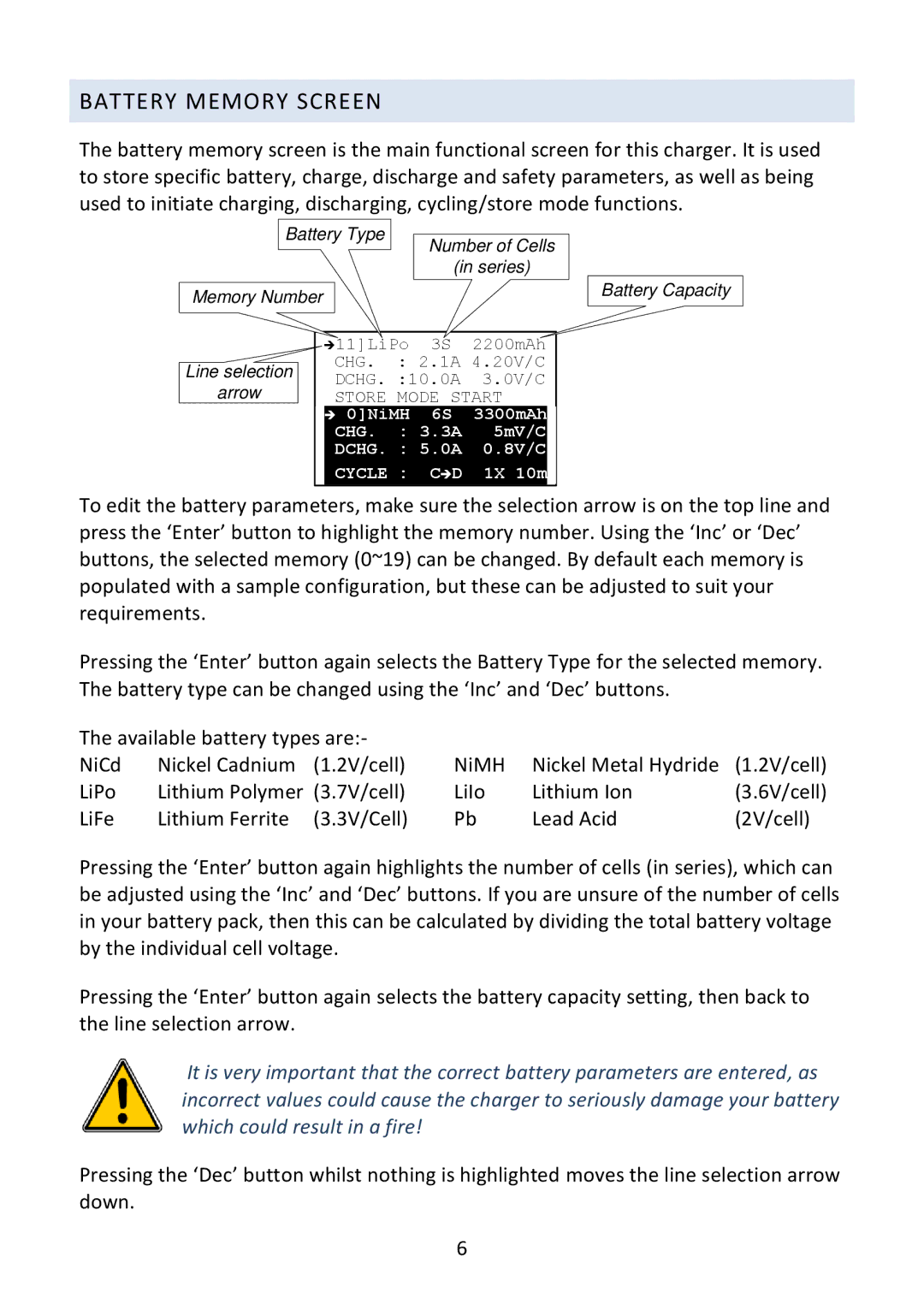 Fusion L702B operating instructions Battery Memory Screen 