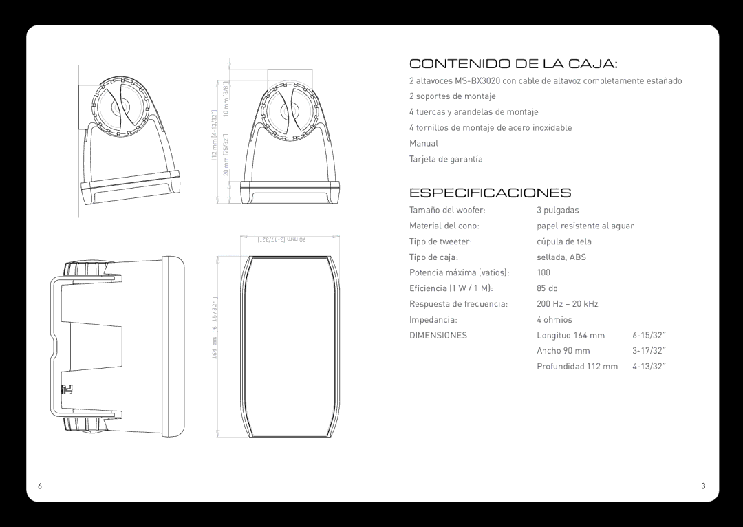 Fusion MS-BX3020 manual Contenido DE LA Caja, Especificaciones 