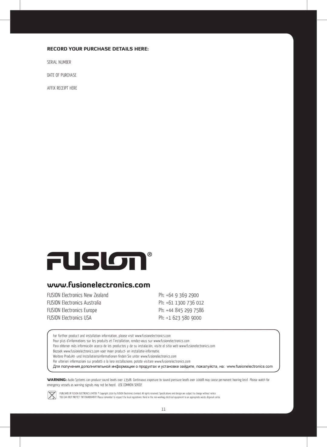 Fusion MS-DA51600 installation manual Fusion Electronics New Zealand 