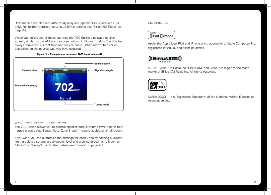 Fusion MS-IP700, MS-AV700 specifications Adjusting Volume Level 