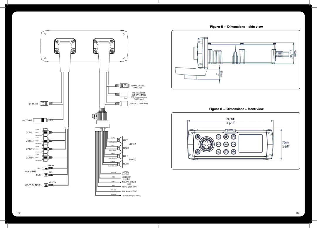 Fusion MS-AV700, MS-IP700 specifications Dimensions side view 