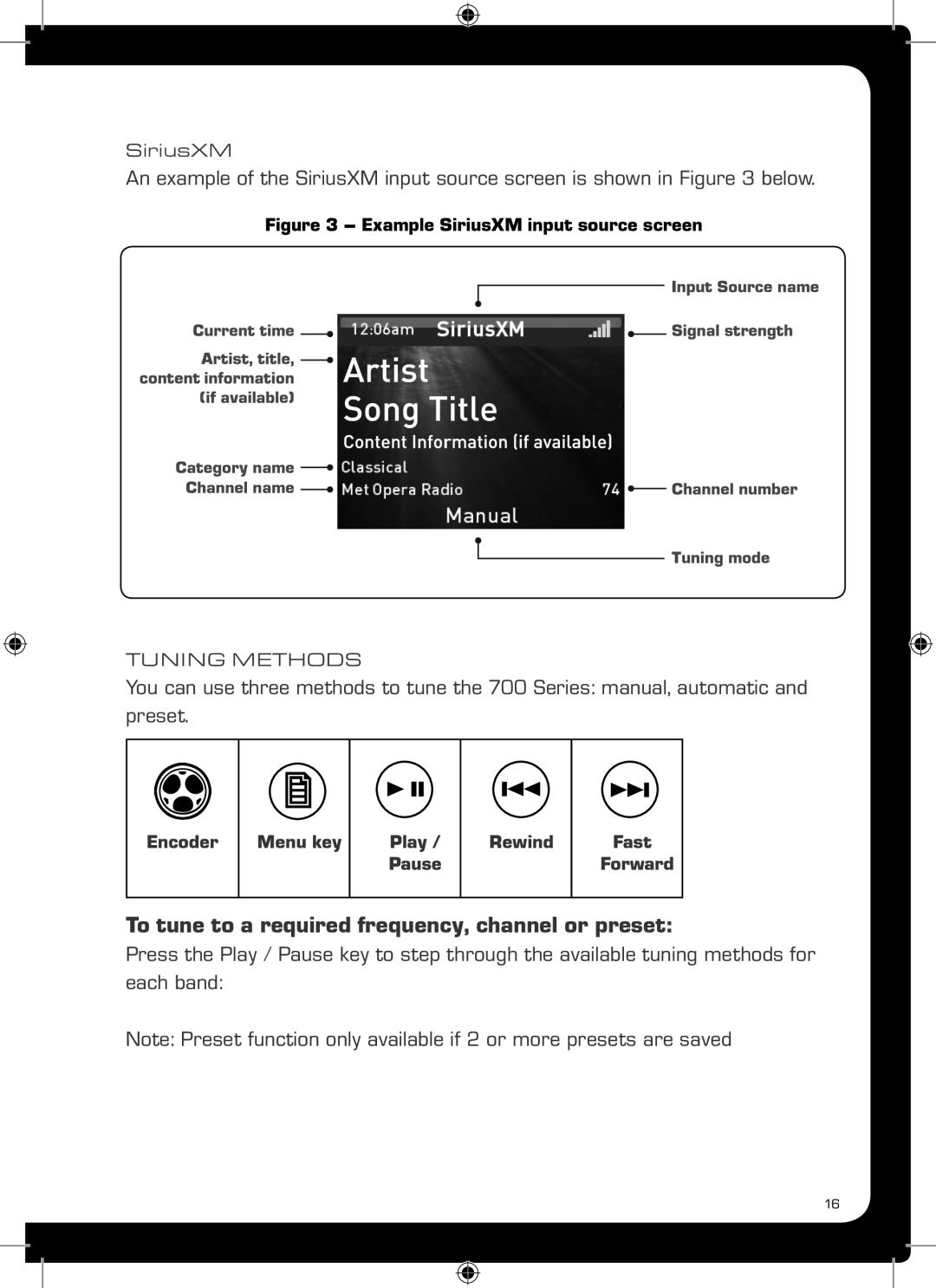 Fusion MS-AV700, MS-IP700 manual To tune to a required frequency, channel or preset 