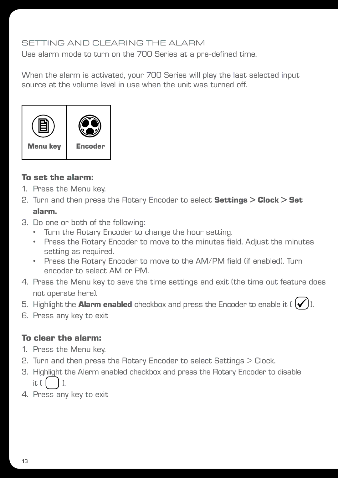 Fusion MS-IP700 manual To set the alarm, To clear the alarm 