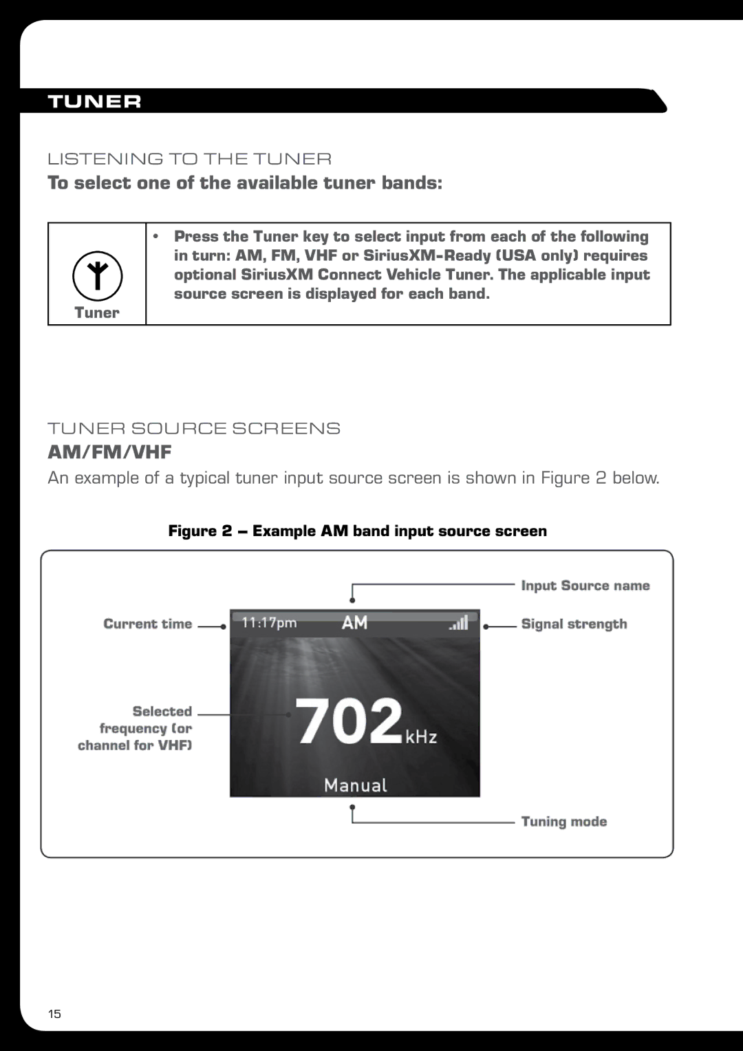 Fusion MS-IP700 manual To select one of the available tuner bands, Tuner 