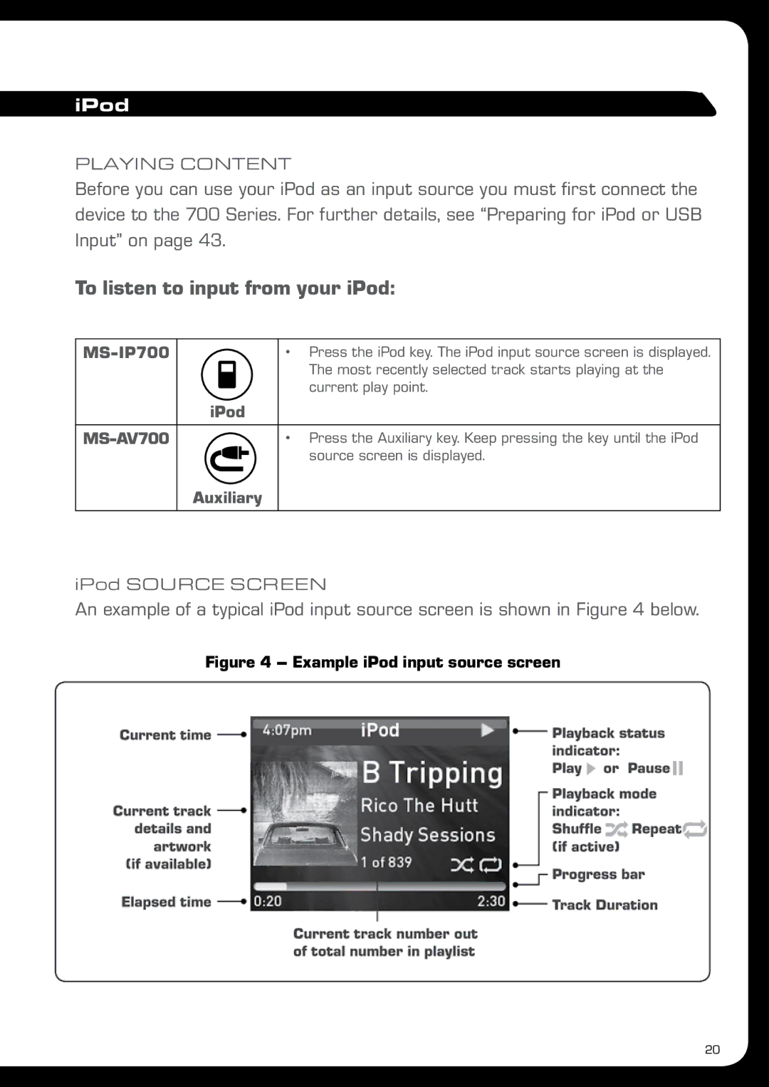 Fusion MS-IP700 manual To listen to input from your iPod, IPod 