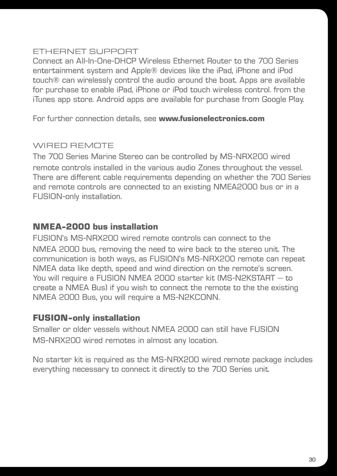 Fusion MS-IP700 manual NMEA-2000 bus installation, FUSION-only installation 