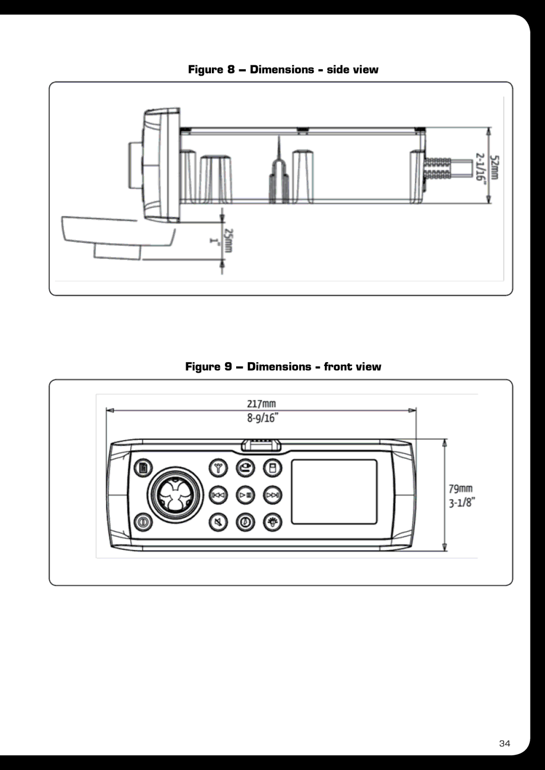 Fusion MS-IP700 manual Dimensions side view 