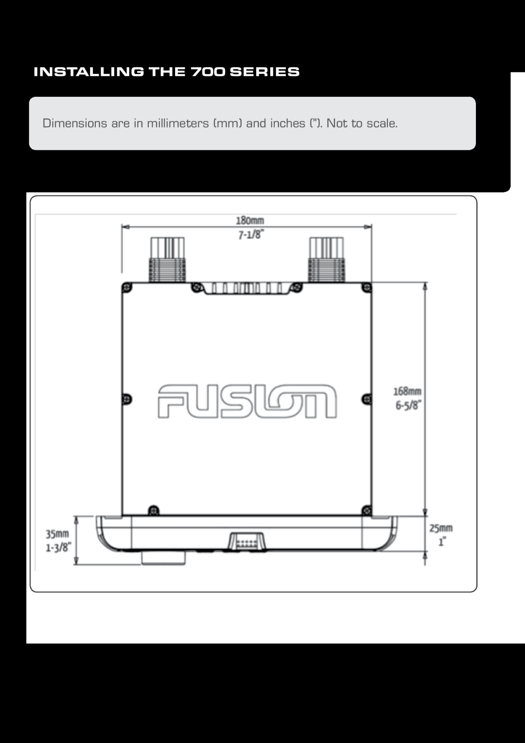 Fusion MS-IP700 manual INSTALLING THE 700 SERIES, Dimensions are in millimeters mm and inches ”. Not to scale 