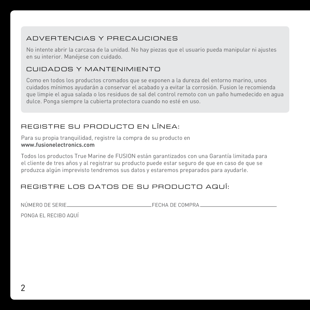 Fusion MS-NRX200i manual Advertencias Y Precauciones, Cuidados Y Mantenimiento, Registre Su Producto En Línea 