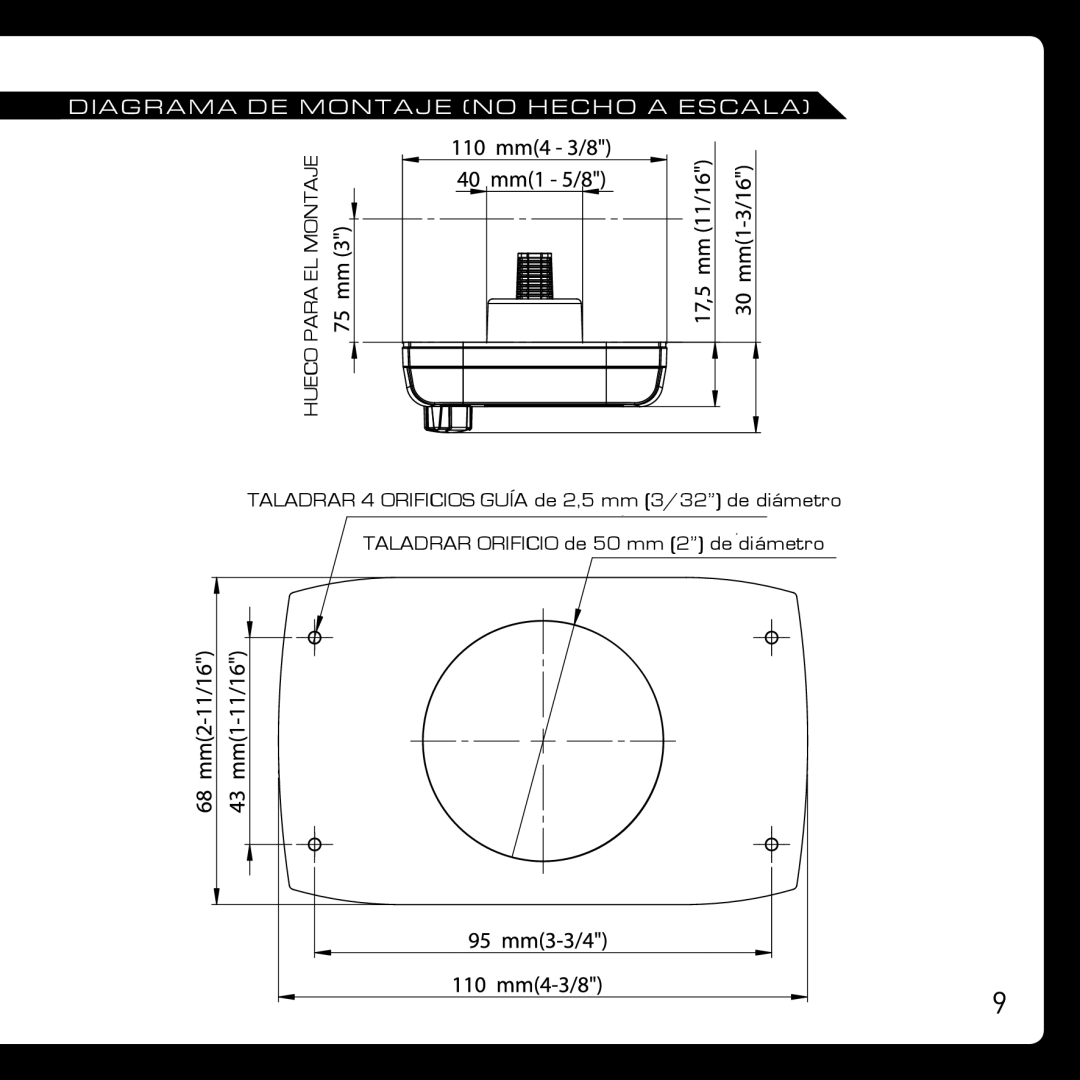 Fusion MS-NRX200i manual Diagrama De Montaje No Hecho A Escala, TALADRAR 4 ORIFICIOS GUÍA de 2,5mm 3/32”de diámetro 