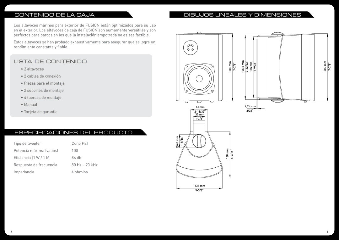 Fusion MS-OS420 manual Contenido DE LA Caja, Especificaciones DEL Producto, Dibujos Lineales Y Dimensiones 