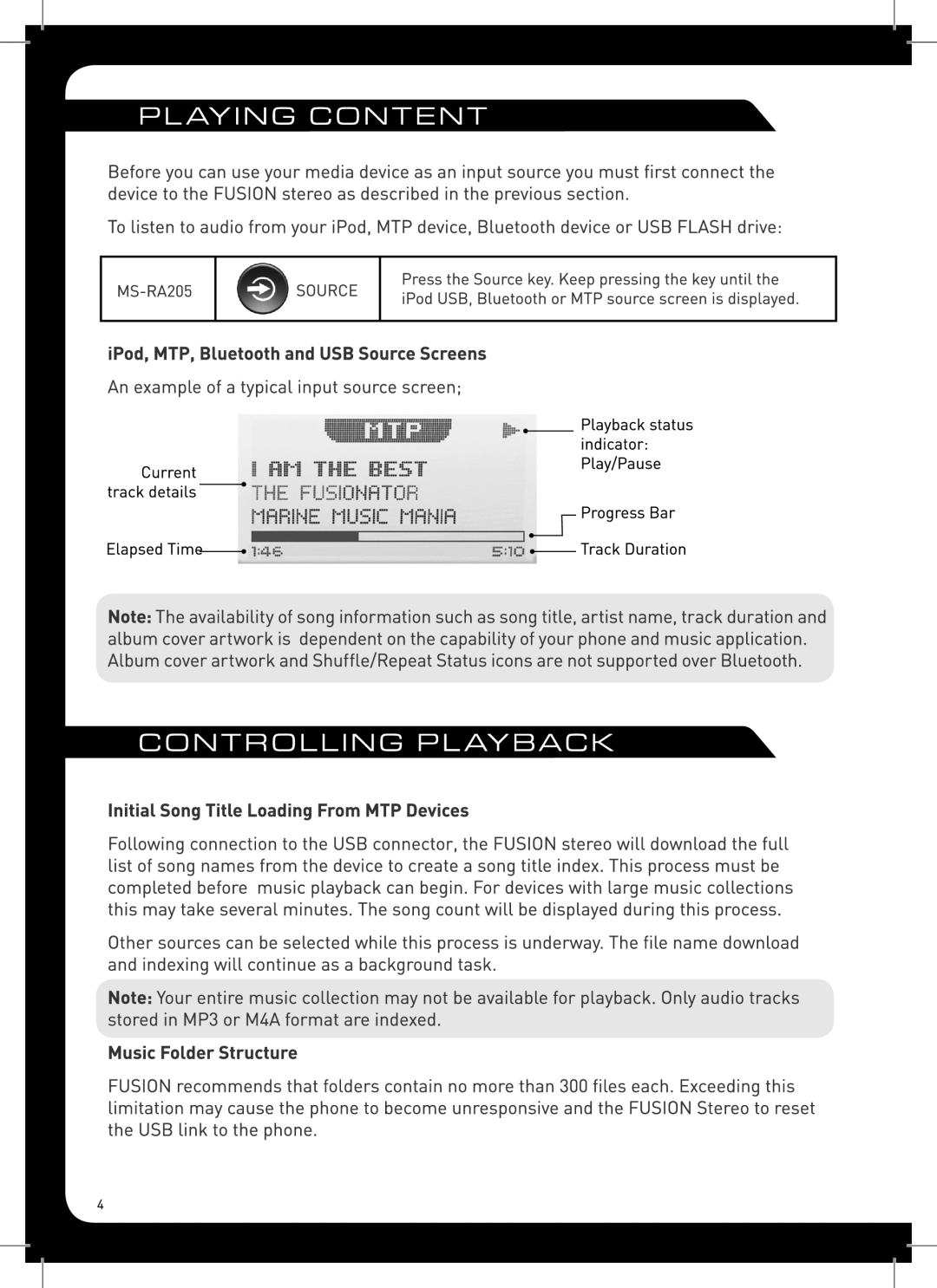 Fusion MS-RA205 manual 