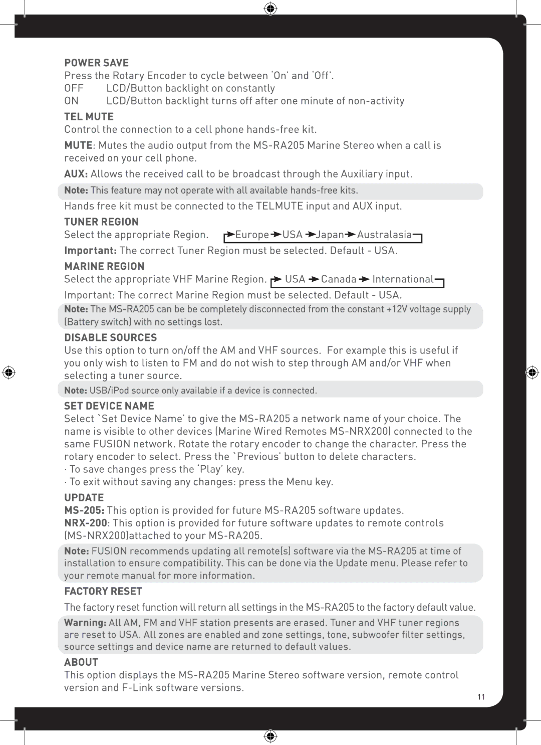 Fusion MS-RA205 manual 