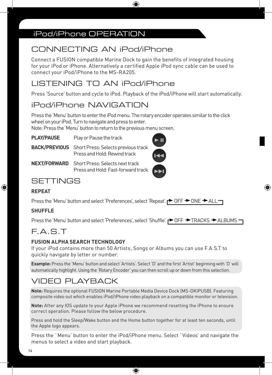 Fusion MS-RA205 manual 