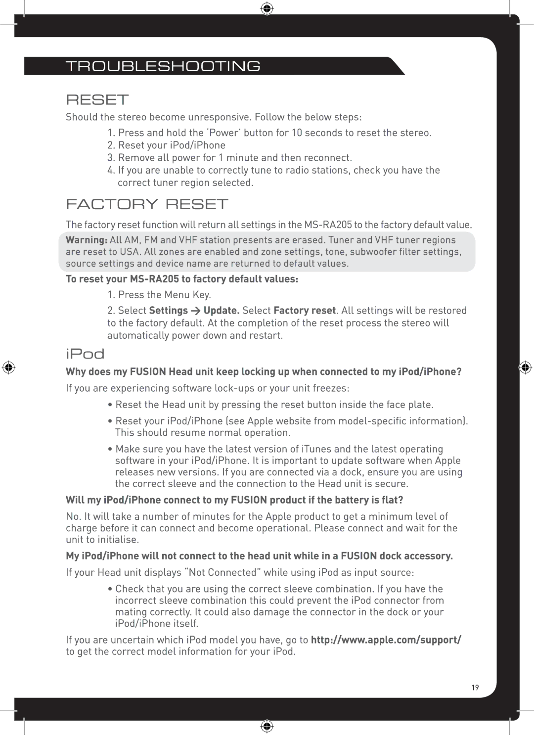 Fusion MS-RA205 manual 