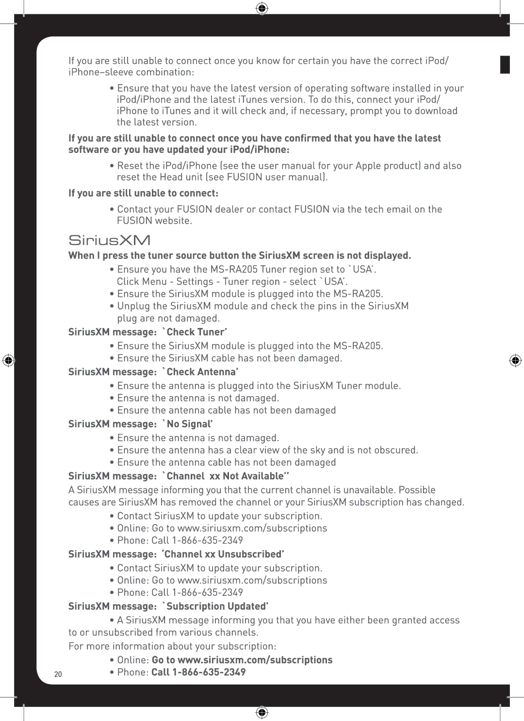 Fusion MS-RA205 manual 