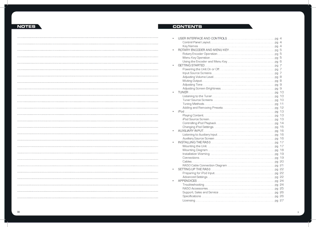 Fusion MS-RA50 specifications Contents 