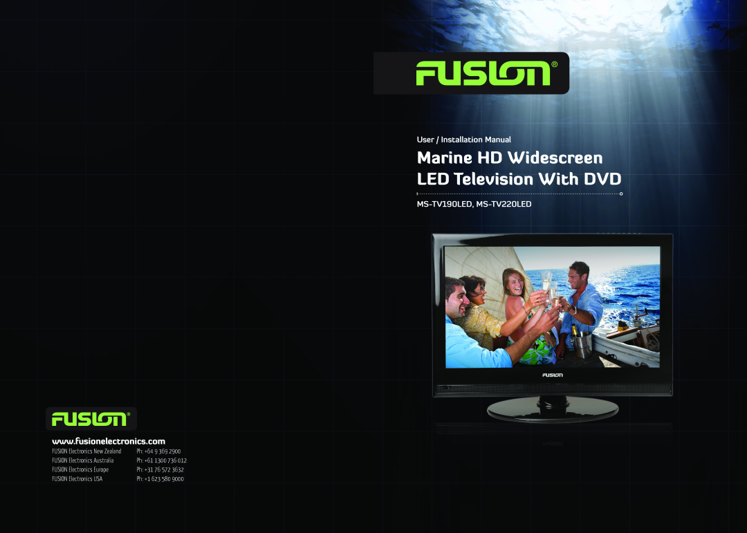 Fusion MS-TV190LED installation manual Marine HD Widescreen LED Television With DVD, User / Installation Manual, 9 369 