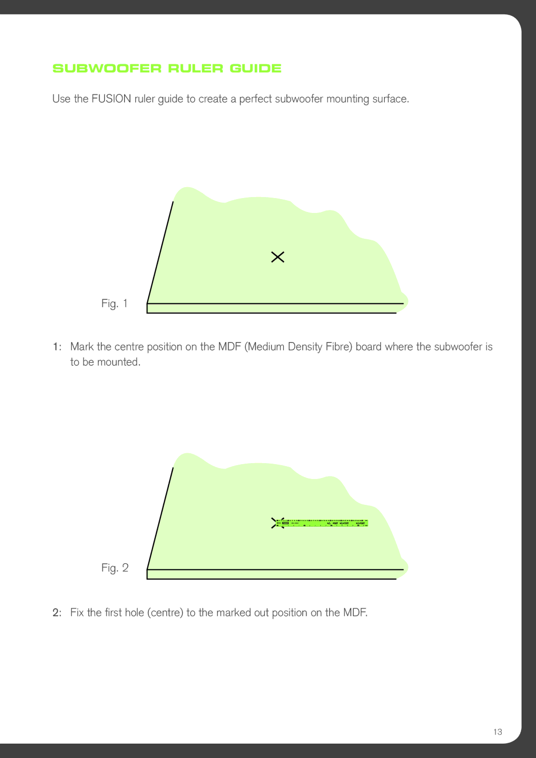 Fusion NVSW12, NVSW15 manual Subwoofer Ruler Guide 
