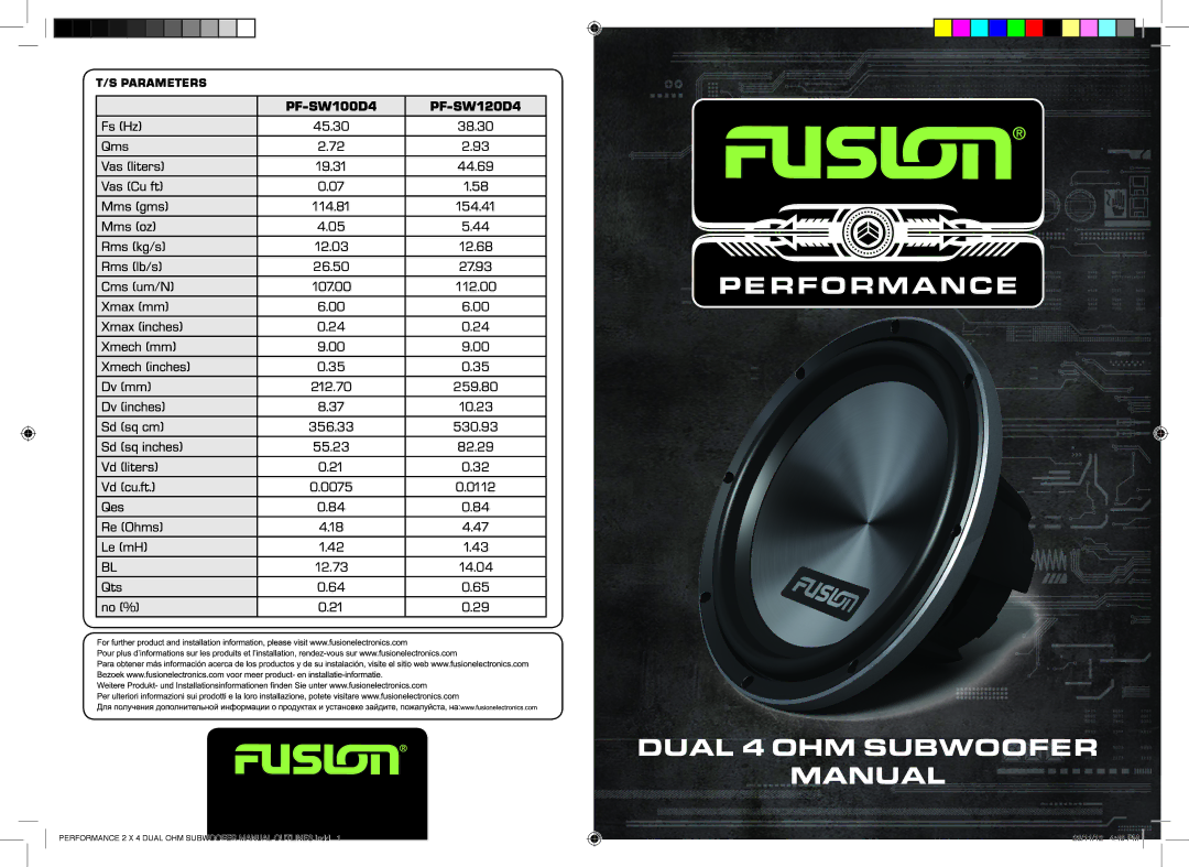 Fusion manual PF-SW100D4 PF-SW120D4 