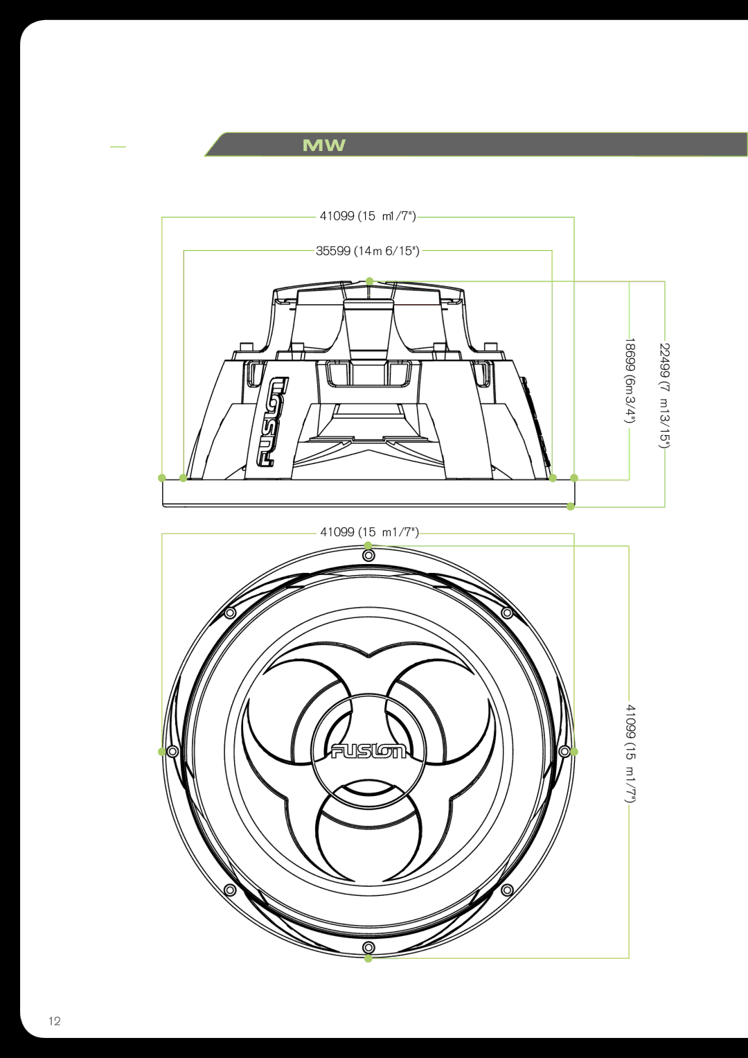 Fusion PPSW12H, PPSW15E, PPSW15H, PPSW12E, PPSW10H, PPSW10E manual SUBW00FER PP-SW15H 