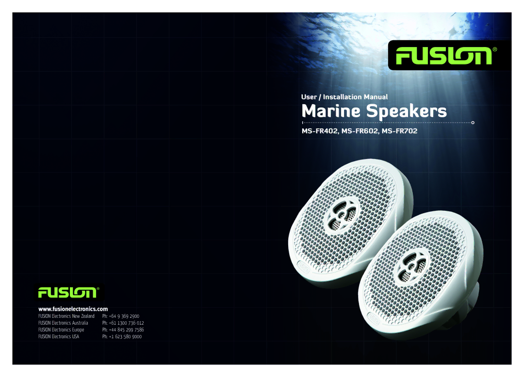 Fusionbrands MS-FR402, MS-FR702, MS-FR602 installation manual Marine Speakers 