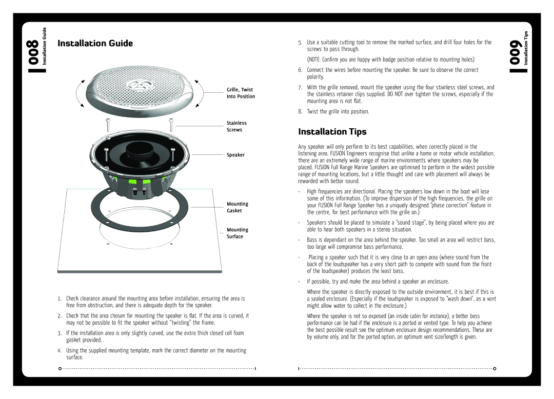 Fusionbrands MS-FR602, MS-FR702, MS-FR402 installation manual Installation Guide, Installation Tips 