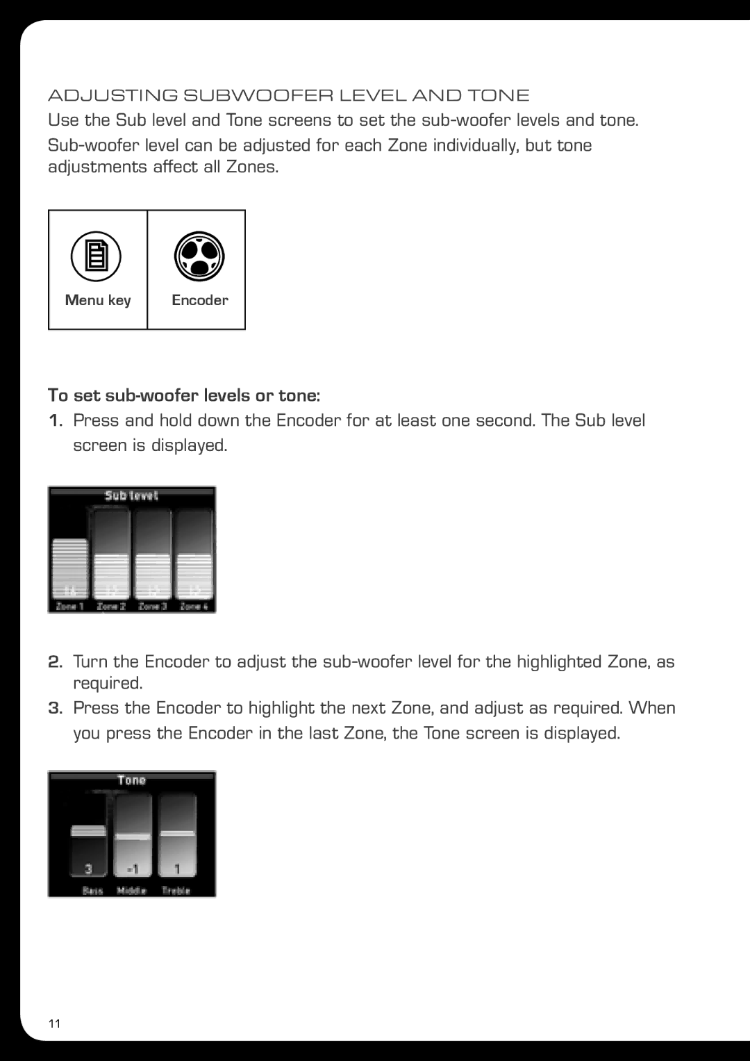 Fusionbrands MS-IP700i, MS-AV700i manual To set sub-woofer levels or tone 