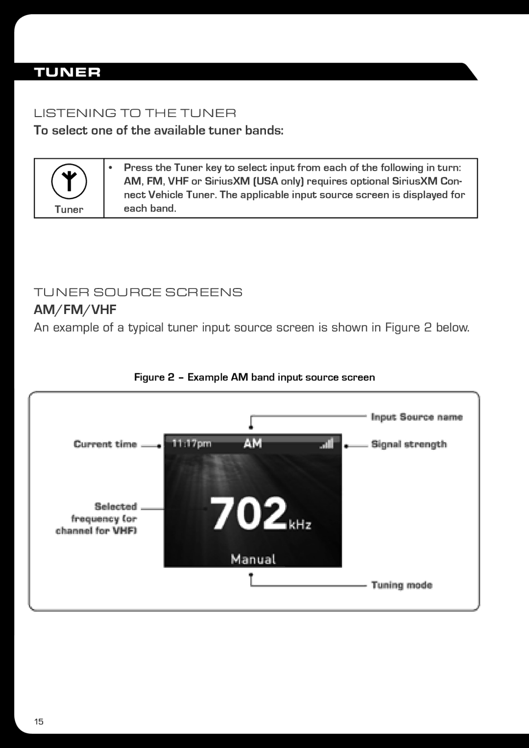 Fusionbrands MS-IP700i, MS-AV700i manual To select one of the available tuner bands, Tuner 