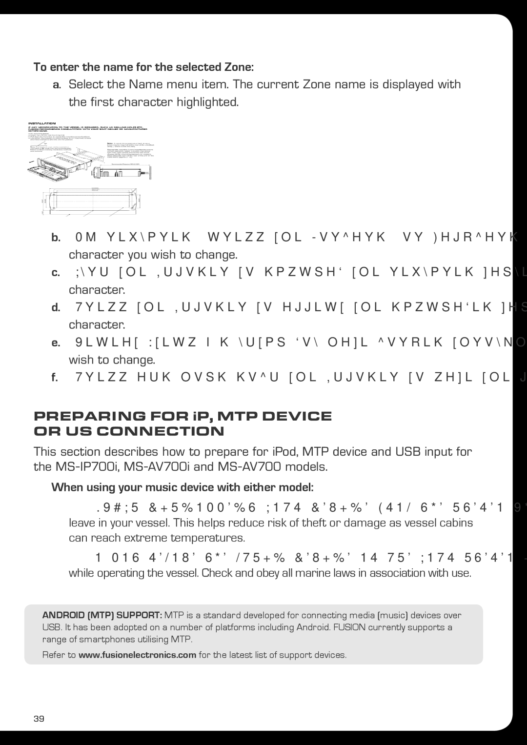 Fusionbrands MS-IP700i, MS-AV700i To enter the name for the selected Zone, When using your music device with either model 