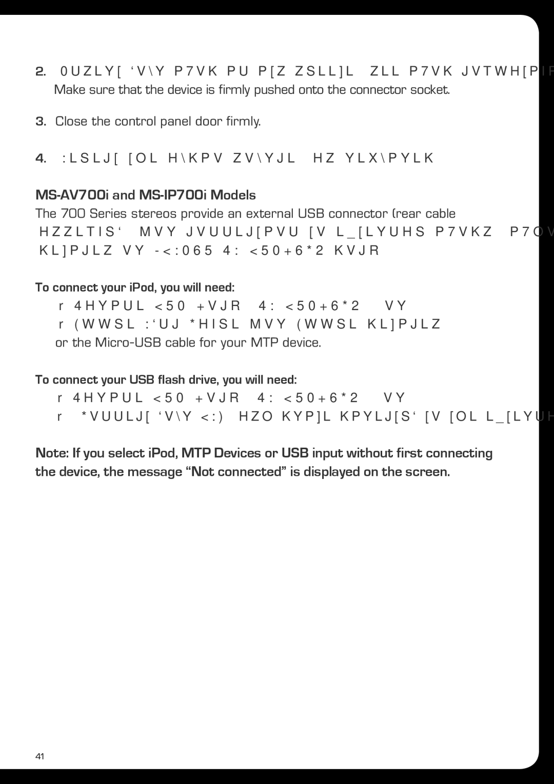 Fusionbrands manual MS-AV700i and MS-IP700i Models, To connect your iPod, you will need 