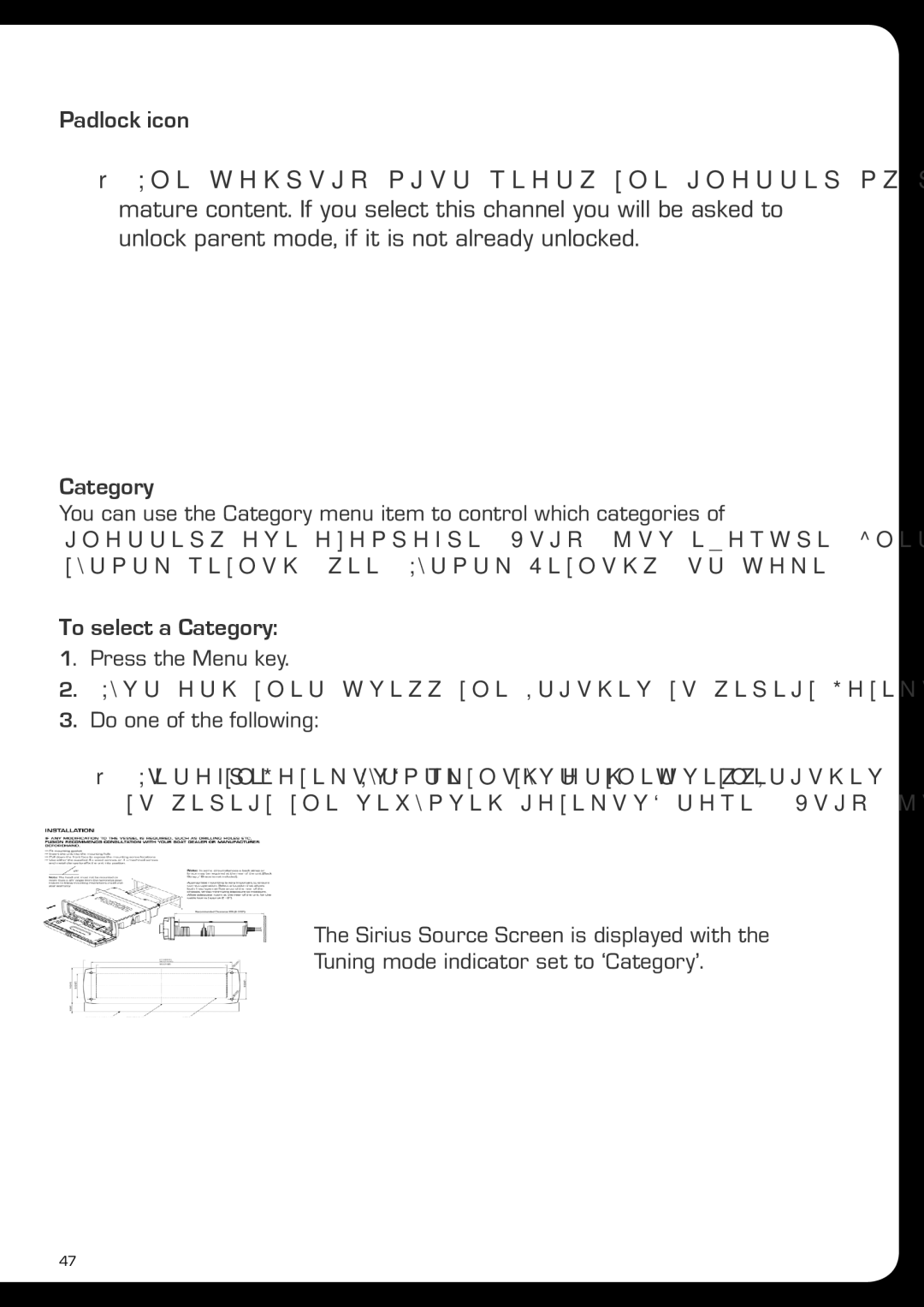 Fusionbrands MS-IP700i, MS-AV700i manual Padlock icon, To select a Category 