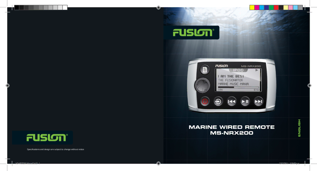 Fusionbrands specifications Marine Wired Remote MS-NRX200 