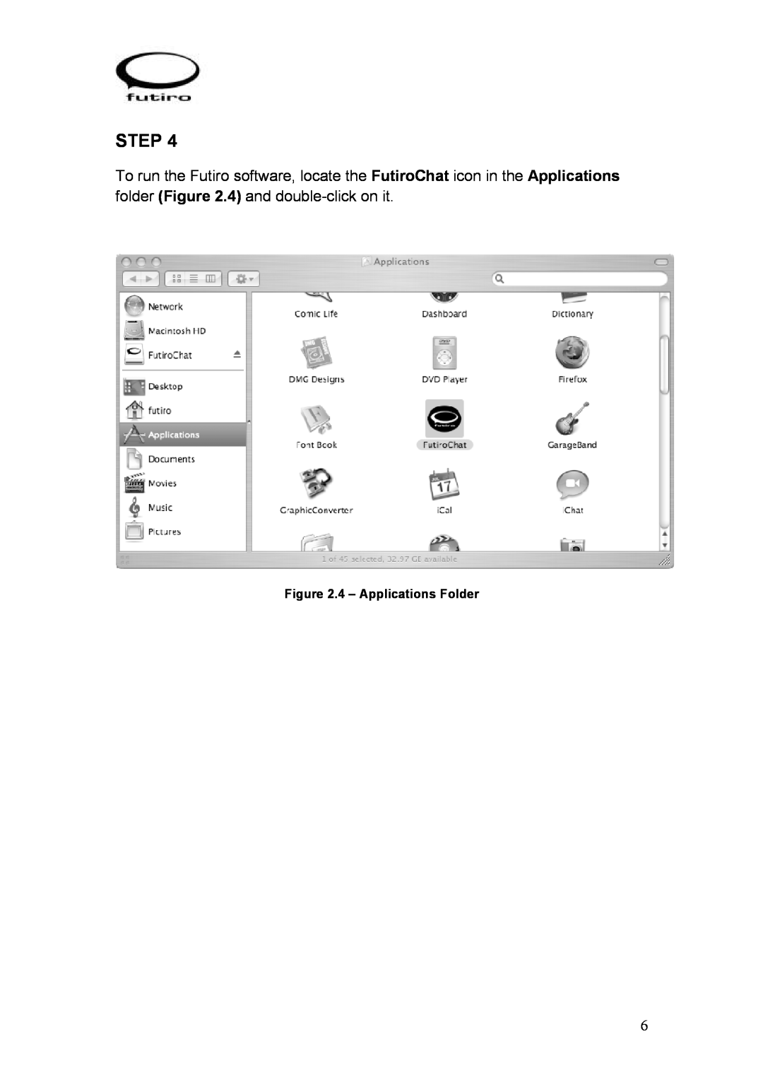 Futiro USB Phone manual Step, 4 - Applications Folder 
