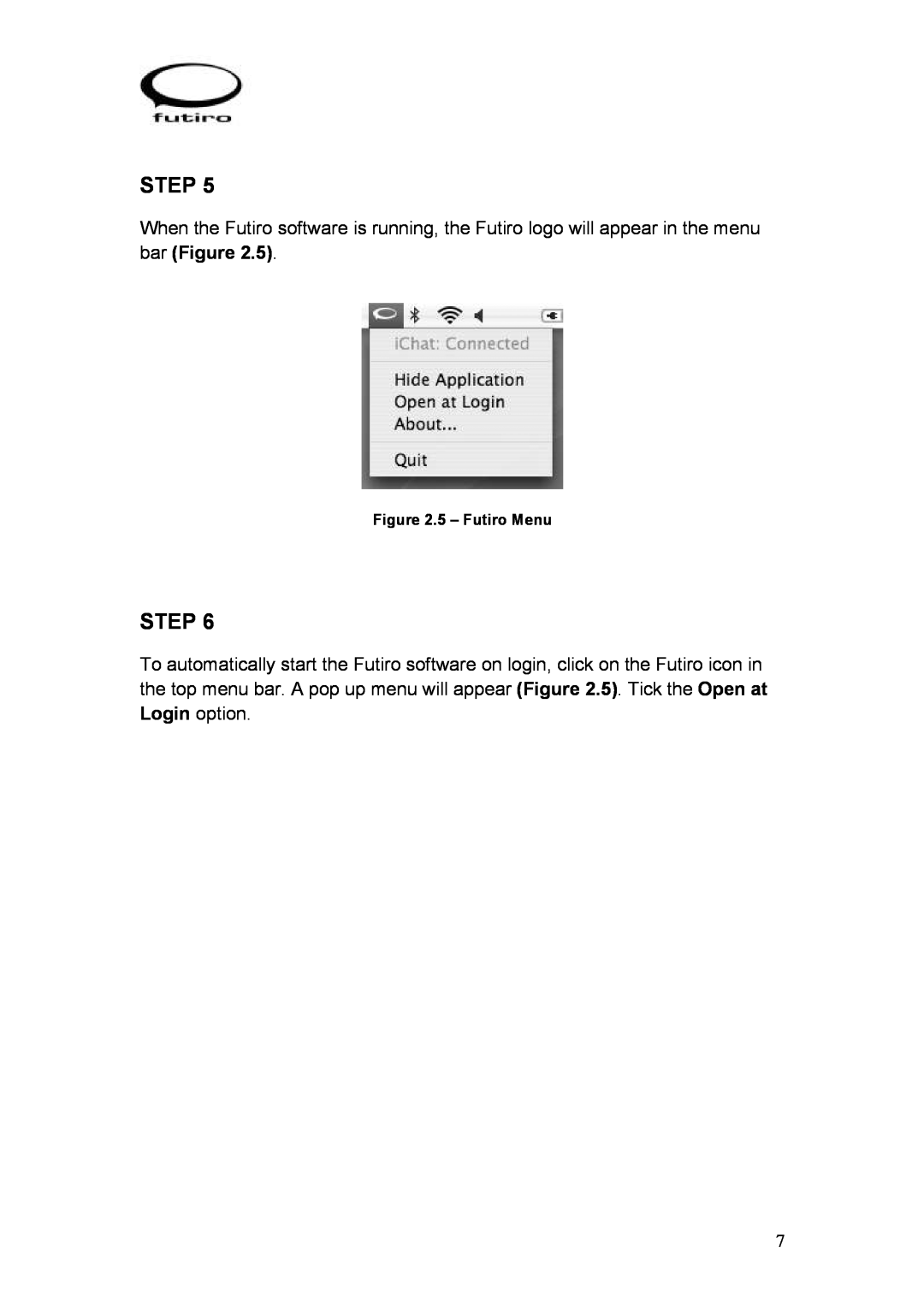 Futiro USB Phone manual Step, 5 - Futiro Menu 